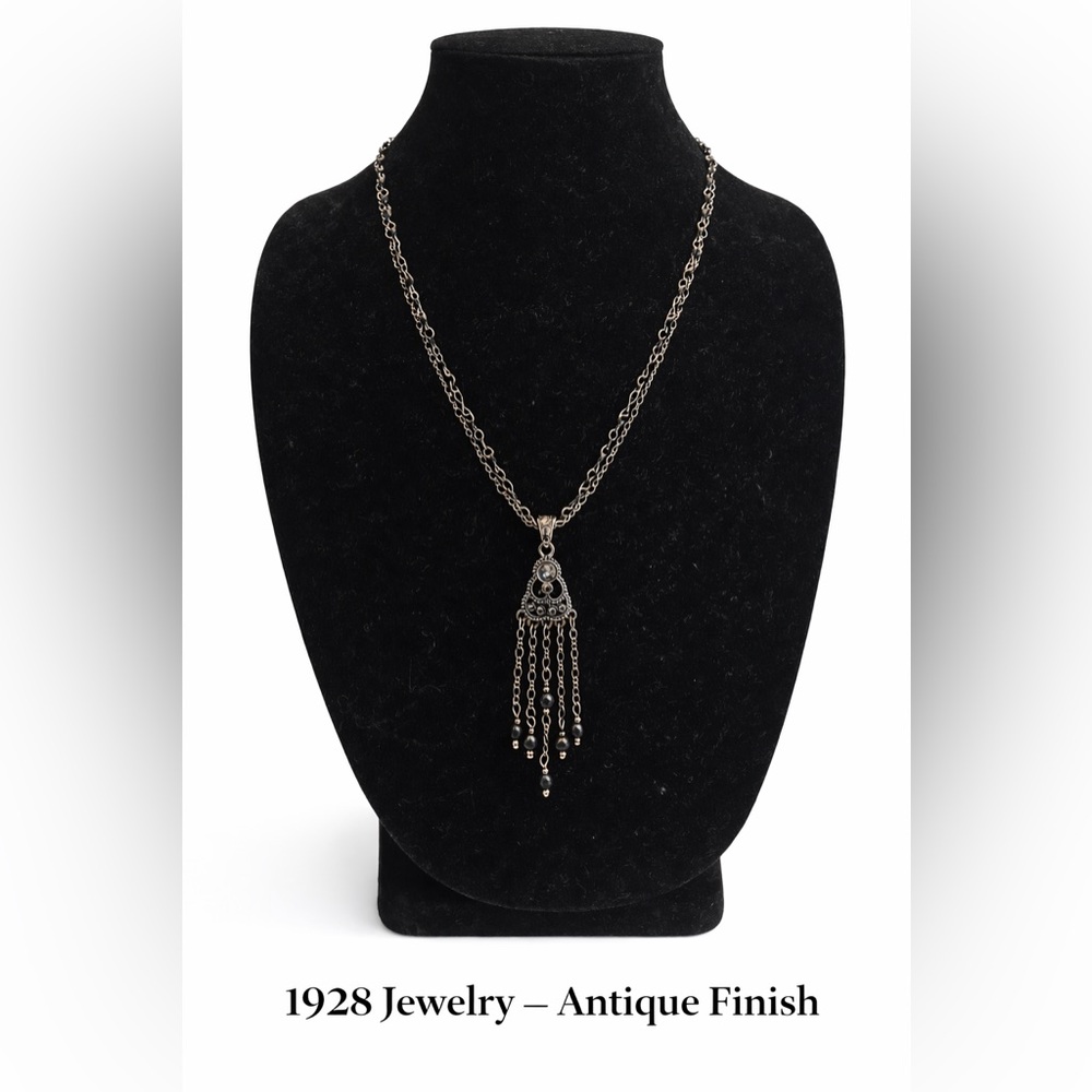 1928 Jewelry | Antique Silver & Black Beads